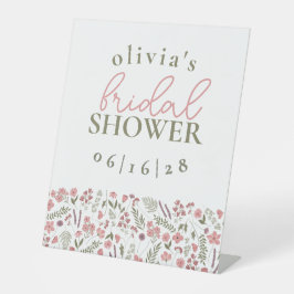 Wildflowers Bridal Shower Pedestal Sign - Pink 台座サイン