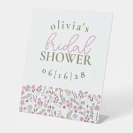 Wildflowers Bridal Shower Pedestal Sign - Purple 台座サイン