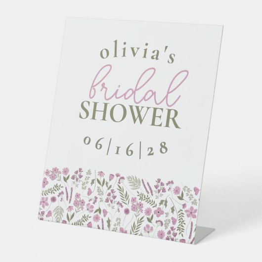 Wildflowers Bridal Shower Pedestal Sign - Purple 台座サイン (正面)