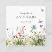 Wildflowers Butterflies Business Card スクエア名刺 (正面)