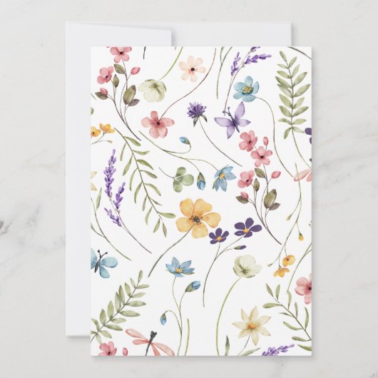 Wildflowers butterfly and dragonfly Wedding 招待状 (裏面)