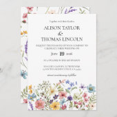 Wildflowers butterfly and dragonfly Wedding  招待状 (正面/裏面)