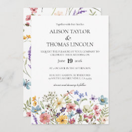 Wildflowers butterfly and dragonfly Wedding  招待状