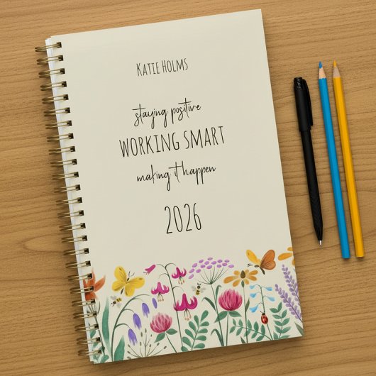Wildflowers Butterfly Bee Positive Affirmation プランナー手帳