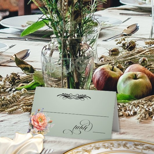 Wildflowers & Calligraphy - Sage プレイスカード