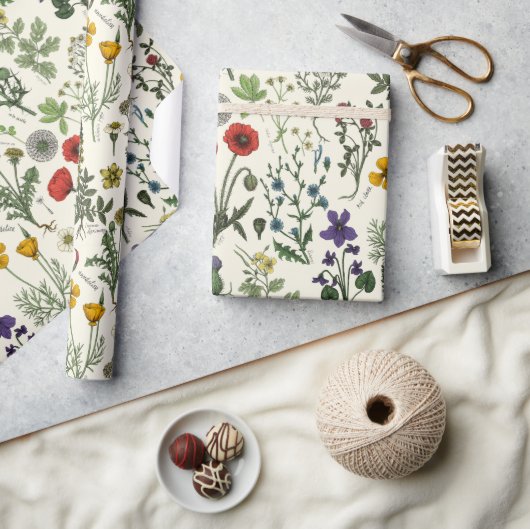 Wildflowers collage ラッピングペーパー (クラフト)