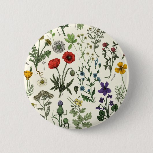 Wildflowers collage 缶バッジ (正面)