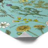 Wildflowers collage on blue ポスター (角)