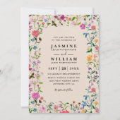 Wildflowers Colorful Rustic Chic QR Code Wedding 招待状 (正面)