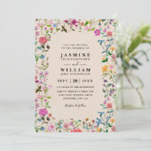Wildflowers Colorful Rustic Chic QR Code Wedding 招待状 (スタンド正面)