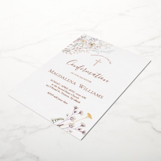 wildflowers | Confirmation Invitation 箔招待状 (回転した状態)