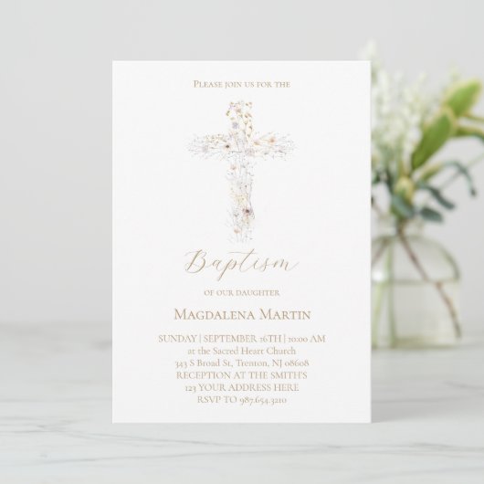 wildflowers cross | Baptism Invitation 招待状 (スタンド正面)