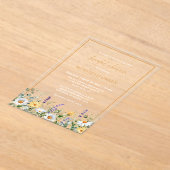 Wildflowers Daisy Lavender Botanical Bridal Shower アクリル招待状 (レイダウン)