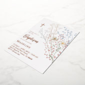  wildflowers design Baptism 箔招待状 (回転した状態)