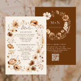 Wildflowers Earth Tones QRコード ウェディング詳細 エンクロージャーカード