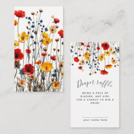 Wildflowers Elegant Baby Shower Diaper Raffle エンクロージャーカード