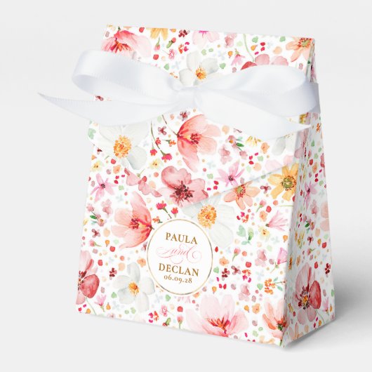 Wildflowers Elegant Boho Blush Floral Wedding フェイバーボックス (正面サイド)