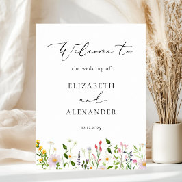 Wildflowers Elegant Calligraphy Wedding Welcome ポスター