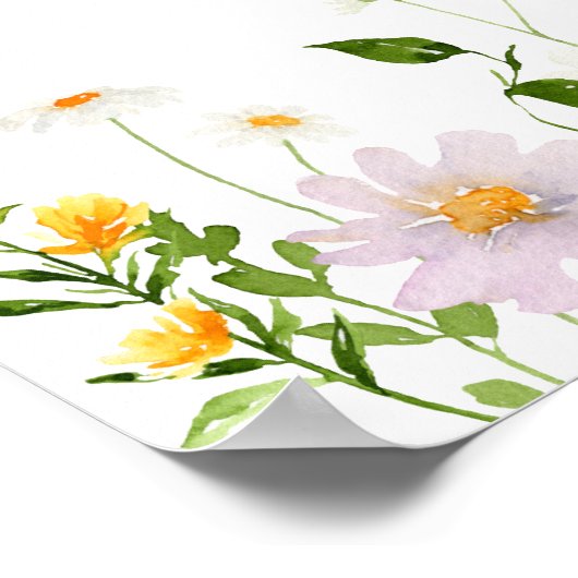 Wildflowers Elegant Calligraphy Wedding Welcome ポスター (角)