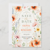 Wildflowers Elegant Floral Romantic Botanical セーブザデート (正面)