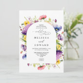 Wildflowers Elegant Modern Budget QR Code Wedding 招待状 (スタンド正面)