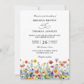 Wildflowers Elegant Modern Budget QR Code Wedding 招待状 (正面)