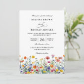 Wildflowers Elegant Modern Budget QR Code Wedding 招待状 (スタンド正面)