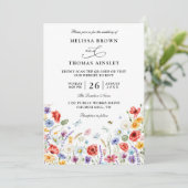Wildflowers Elegant Modern Budget QR Code Wedding 招待状 (スタンド正面)