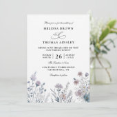 Wildflowers Elegant Modern Budget QR Code Wedding 招待状 (スタンド正面)