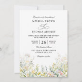 Wildflowers Elegant Modern Budget QR Code Wedding 招待状 (正面)