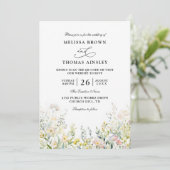 Wildflowers Elegant Modern Budget QR Code Wedding 招待状 (スタンド正面)