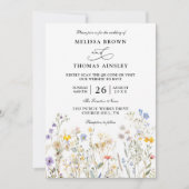 Wildflowers Elegant Modern Budget QR Code Wedding 招待状 (正面)