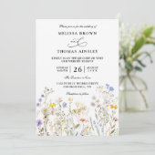 Wildflowers Elegant Modern Budget QR Code Wedding 招待状 (スタンド正面)