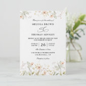 Wildflowers Elegant Modern Budget QR Code Wedding 招待状 (スタンド正面)
