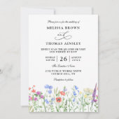 Wildflowers Elegant Modern Budget QR Code Wedding 招待状 (正面)