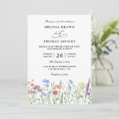 Wildflowers Elegant Modern Budget QR Code Wedding 招待状 (スタンド正面)