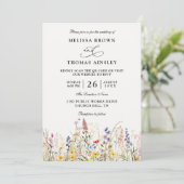 Wildflowers Elegant Modern Budget QR Code Wedding 招待状 (スタンド正面)