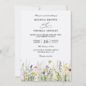 Wildflowers Elegant Modern Budget QR Code Wedding 招待状 (正面)