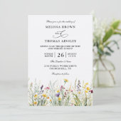 Wildflowers Elegant Modern Budget QR Code Wedding 招待状 (スタンド正面)