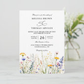 Wildflowers Elegant Modern Budget QR Code Wedding 招待状 (スタンド正面)
