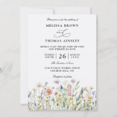 Wildflowers Elegant Modern Budget QR Code Wedding 招待状 (正面)