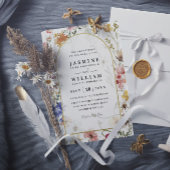 Wildflowers ELegant Modern Budget QR Code Wedding 招待状