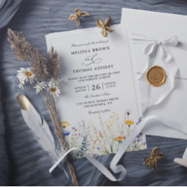 Wildflowers Elegant Modern Budget QR Code Wedding 招待状