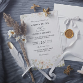 Wildflowers Elegant Modern Budget QR Code Wedding 招待状