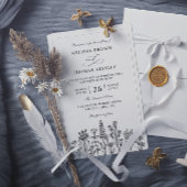 Wildflowers Elegant Modern Budget QR Code Wedding 招待状