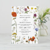 Wildflowers Elegant Modern Budget QR Code Wedding 招待状 (スタンド正面)