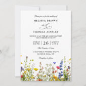 Wildflowers Elegant Modern Budget QR Code Wedding 招待状 (正面)