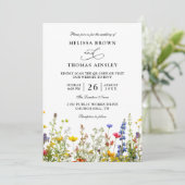 Wildflowers Elegant Modern Budget QR Code Wedding 招待状 (スタンド正面)