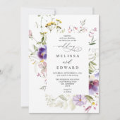 Wildflowers Elegant Modern Budget QR Code Wedding 招待状 (正面)