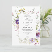 Wildflowers Elegant Modern Budget QR Code Wedding 招待状 (スタンド正面)